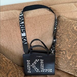 Karl Lagerfeld Black and White Crossbody Bag